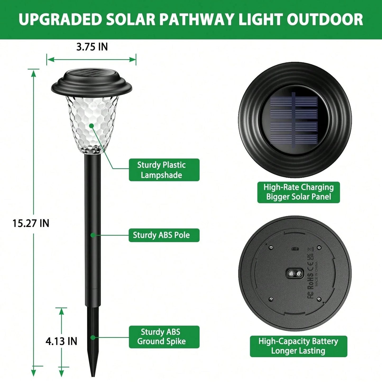 Solar Pathway Lights With RGB LED Outdoor Waterproof