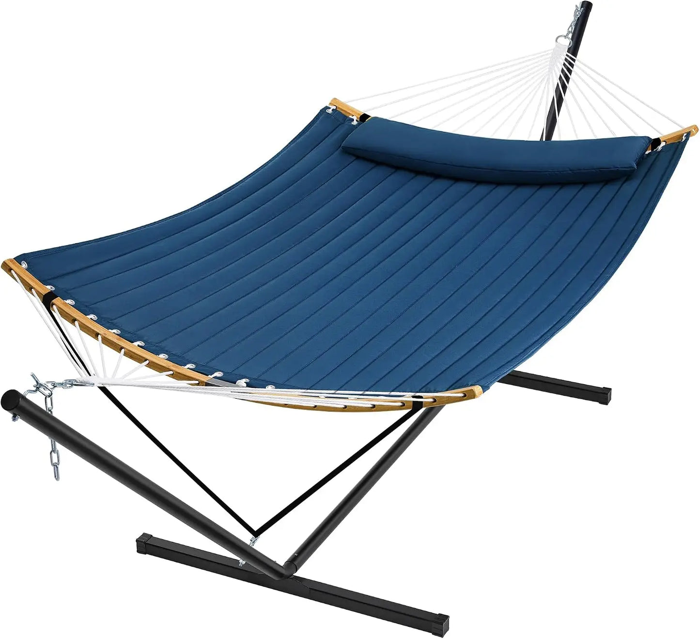 Curved Bar Hammock With Stand Two Person Heavy Duty Frame Detachable Pillow