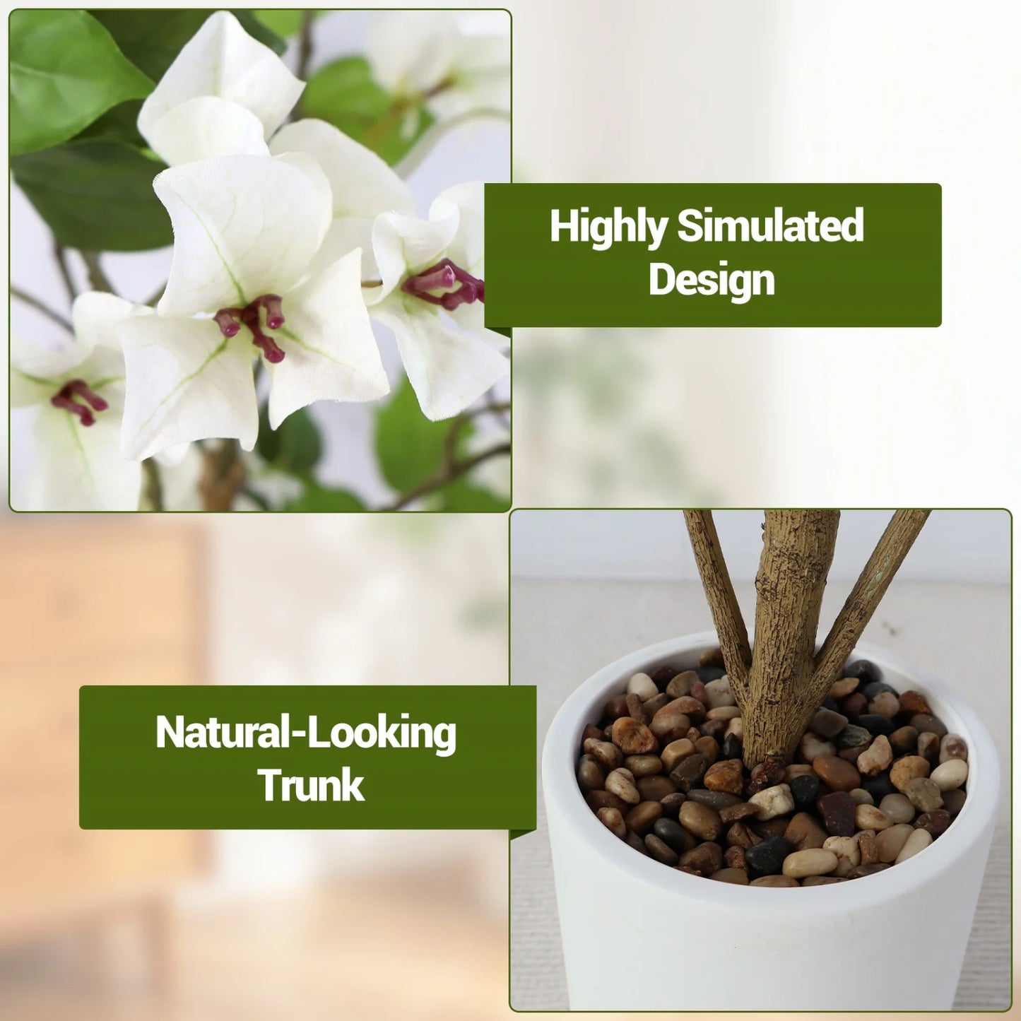 HiMISS Lifelike Artificial Tree Pot Indoor Home Office Wedding Decor