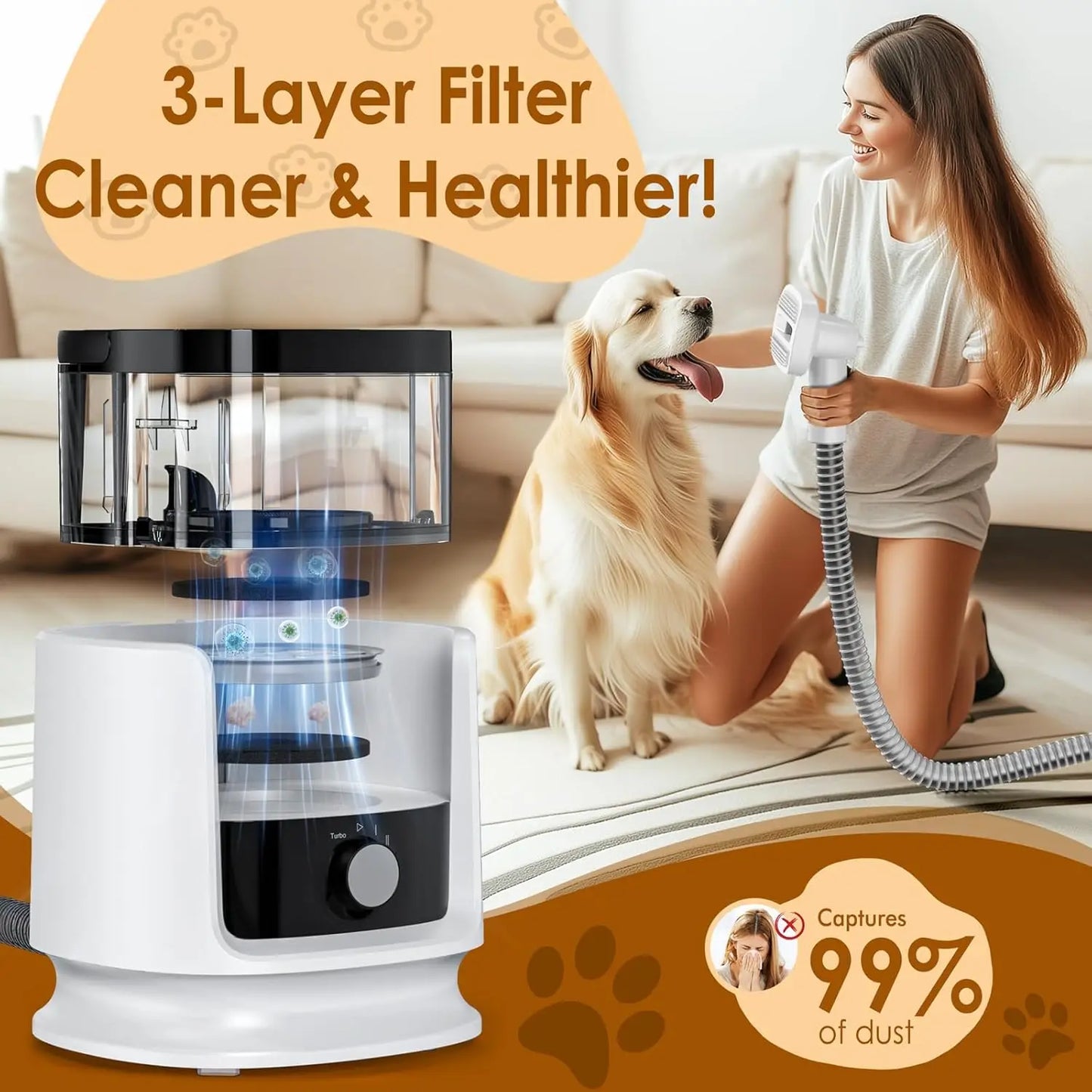 Groom at home with salon quality results using a cordless pet grooming vacuum designed for quiet operation, powerful suction, user friendly cleaning, and effortless upkeep between sessions.