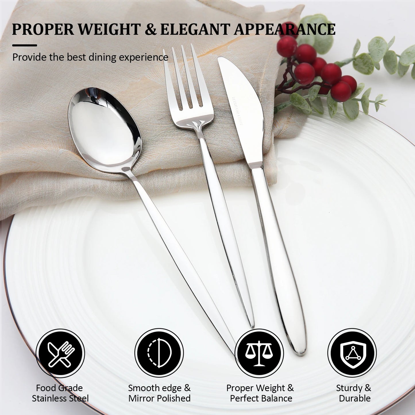 Lorena Eclipse 20 Piece Stainless Steel Flatware Set