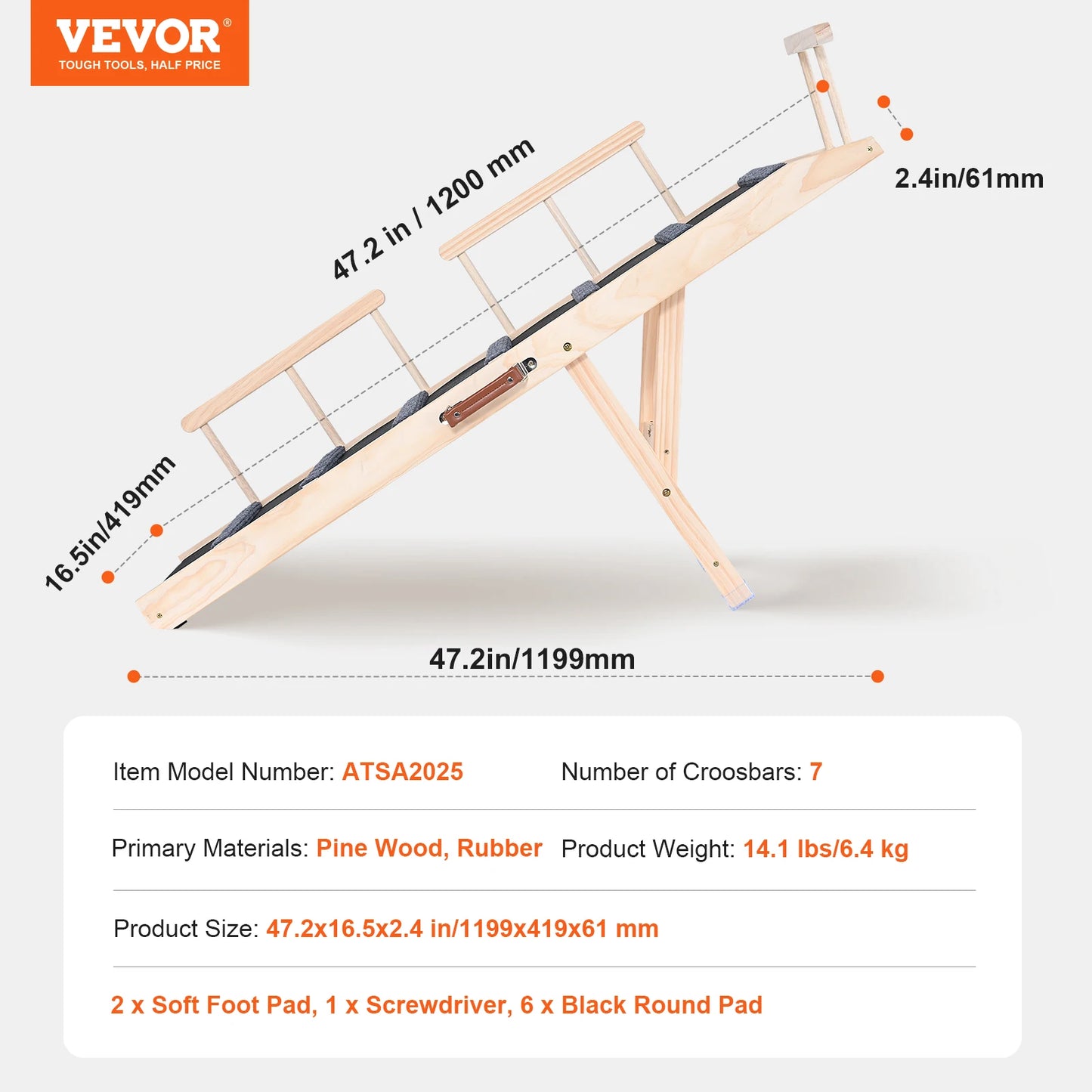 Give your small or aging dog confident access to sofas, beds, and cars with this folding wooden ramp.