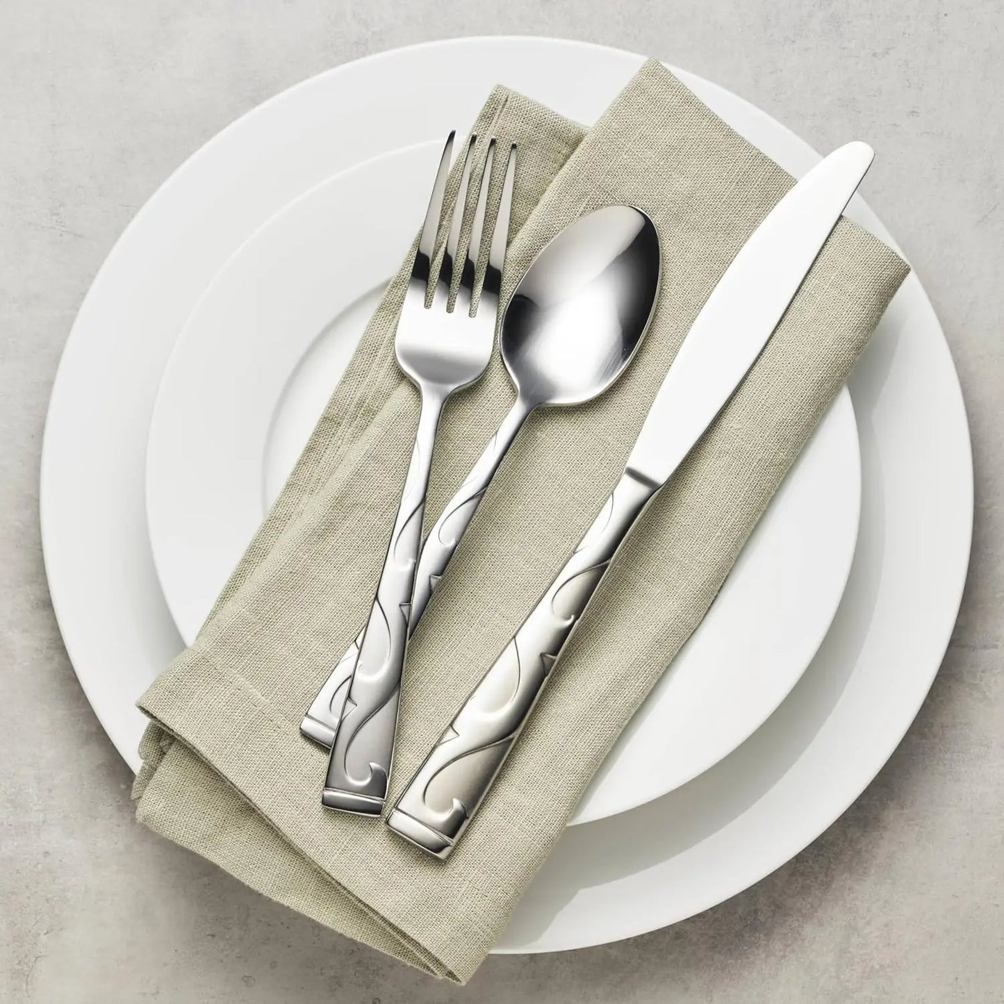 Stainless Steel Flatware Set Everyday Use With Serving Utensils