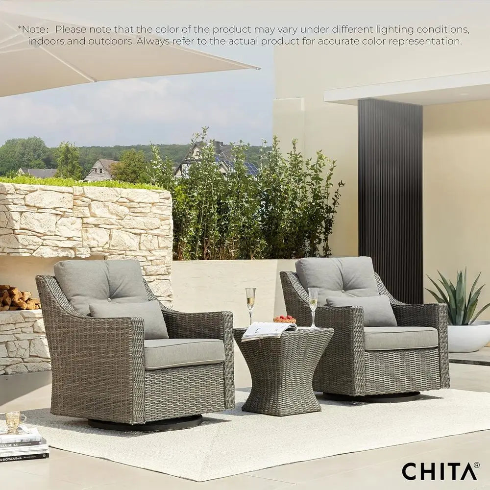 360 Degree Swivel Wicker Rocking Chair With Cushions
