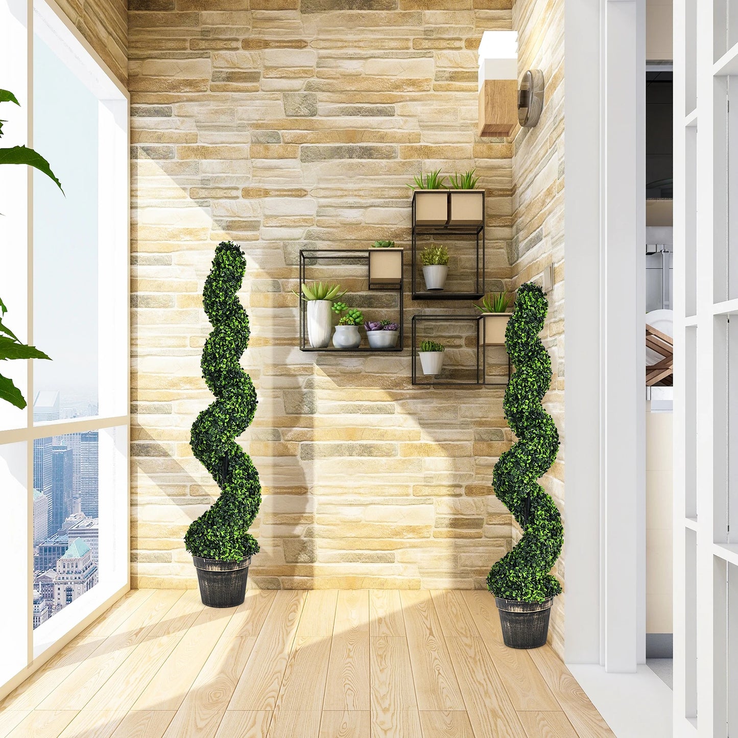 LIFEZEAL Artificial Spiral Boxwood Topiary Tree For Indoor Outdoor Decor
