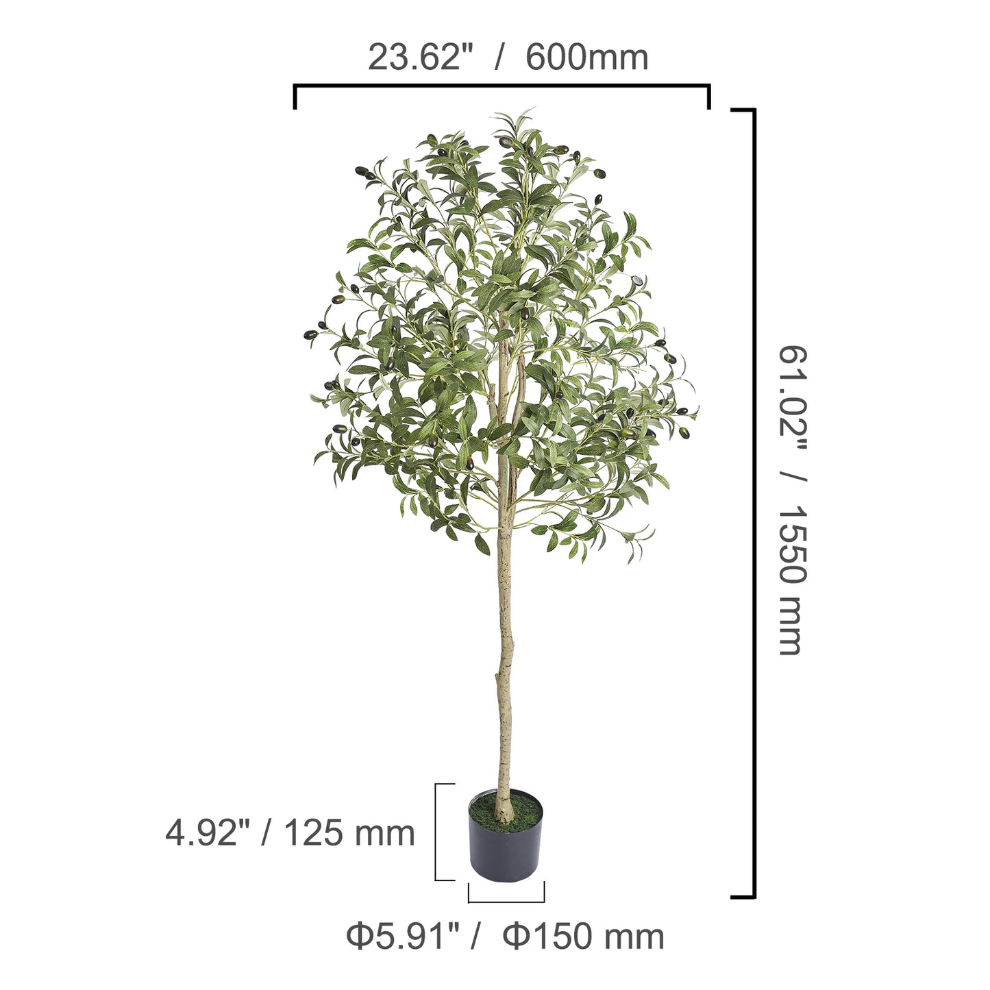 SucceBuy Artificial Olive Tree Faux Plant Low Maintenance With AntiTip