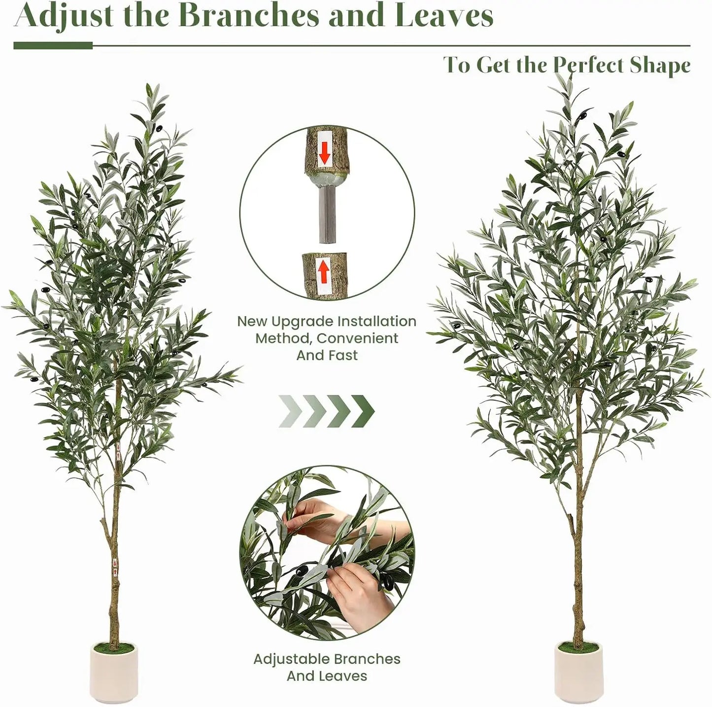 Six Foot Artificial Olive Tree With Realistic Trunk And Fruits In White Planter For Home Office Living Room Decor