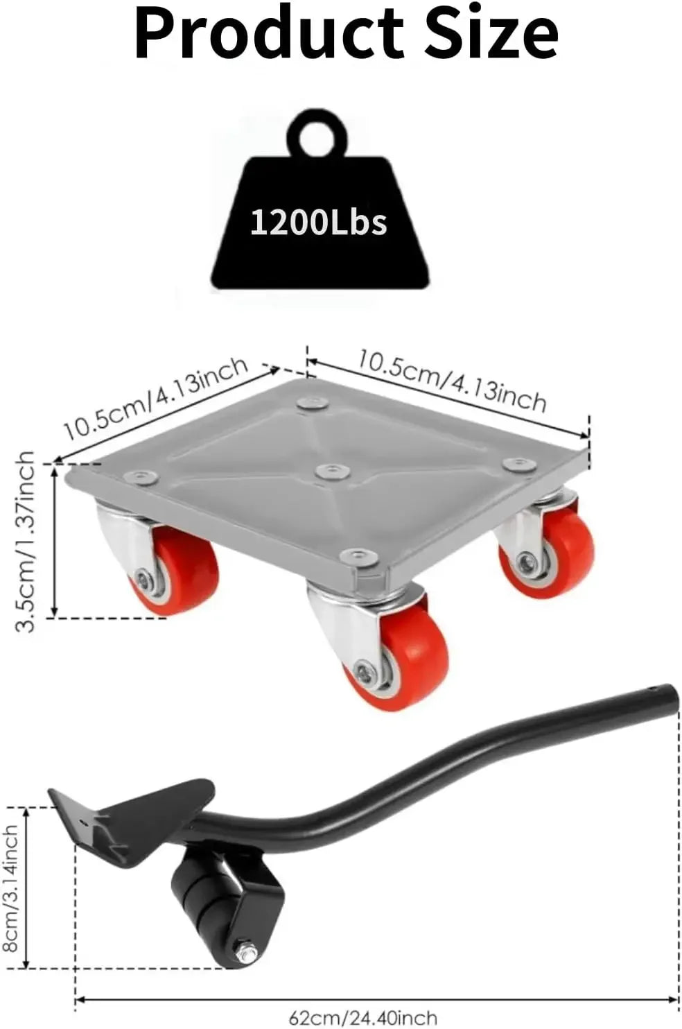Furniture Movers With Wheels 4 Wheel Dolly 360 Degree Rotation Rubber Wheels