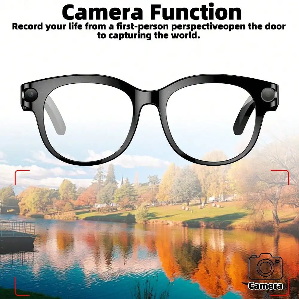 SENBONO AI Smart Glasses With 1080P 4K Video Real Time Translation Hands Free Camera Voice Assistant Sunglasses
