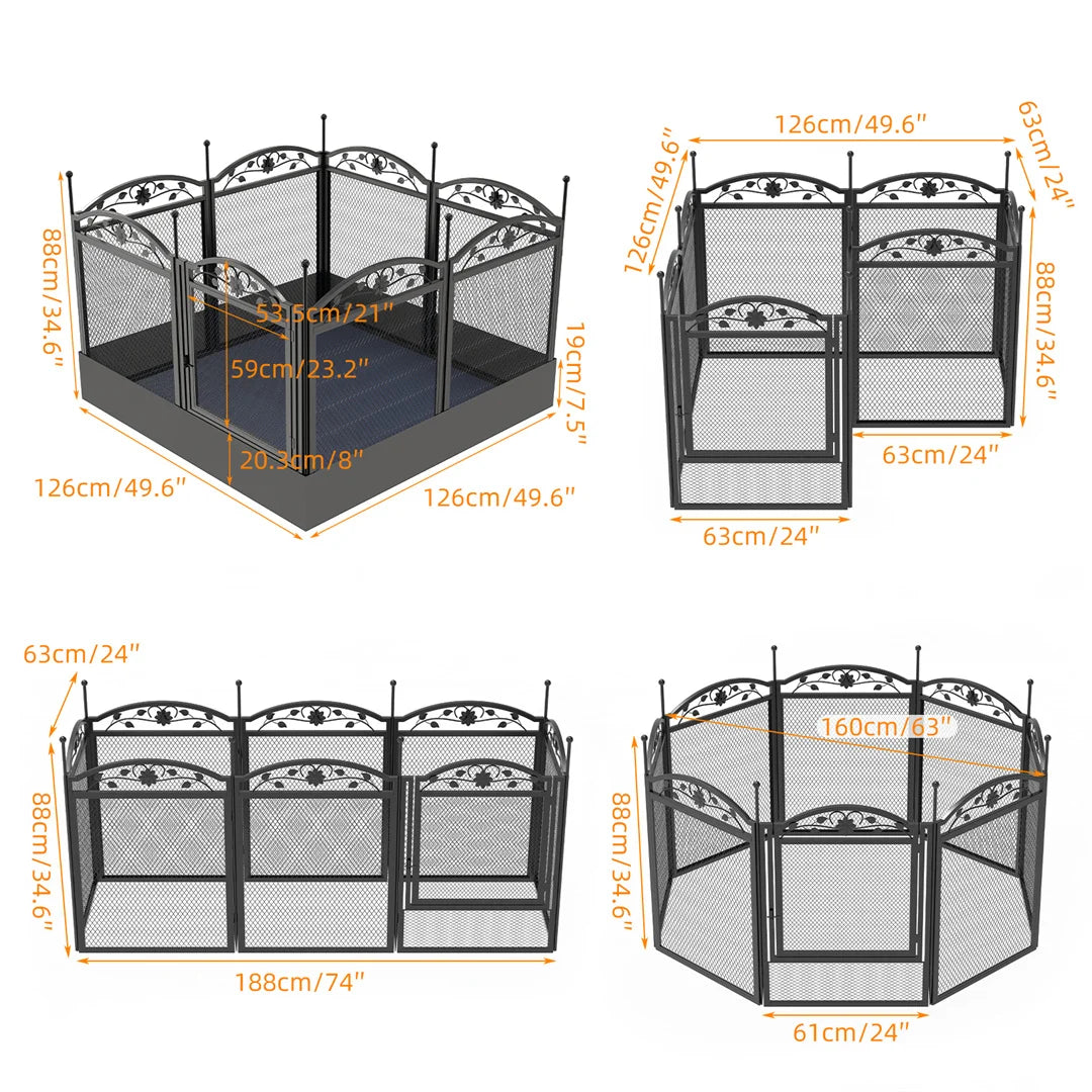 BINGOPAW Heavy Duty Dog Playpen 8 Panels Outdoor Iron Fence Waterproof Pad