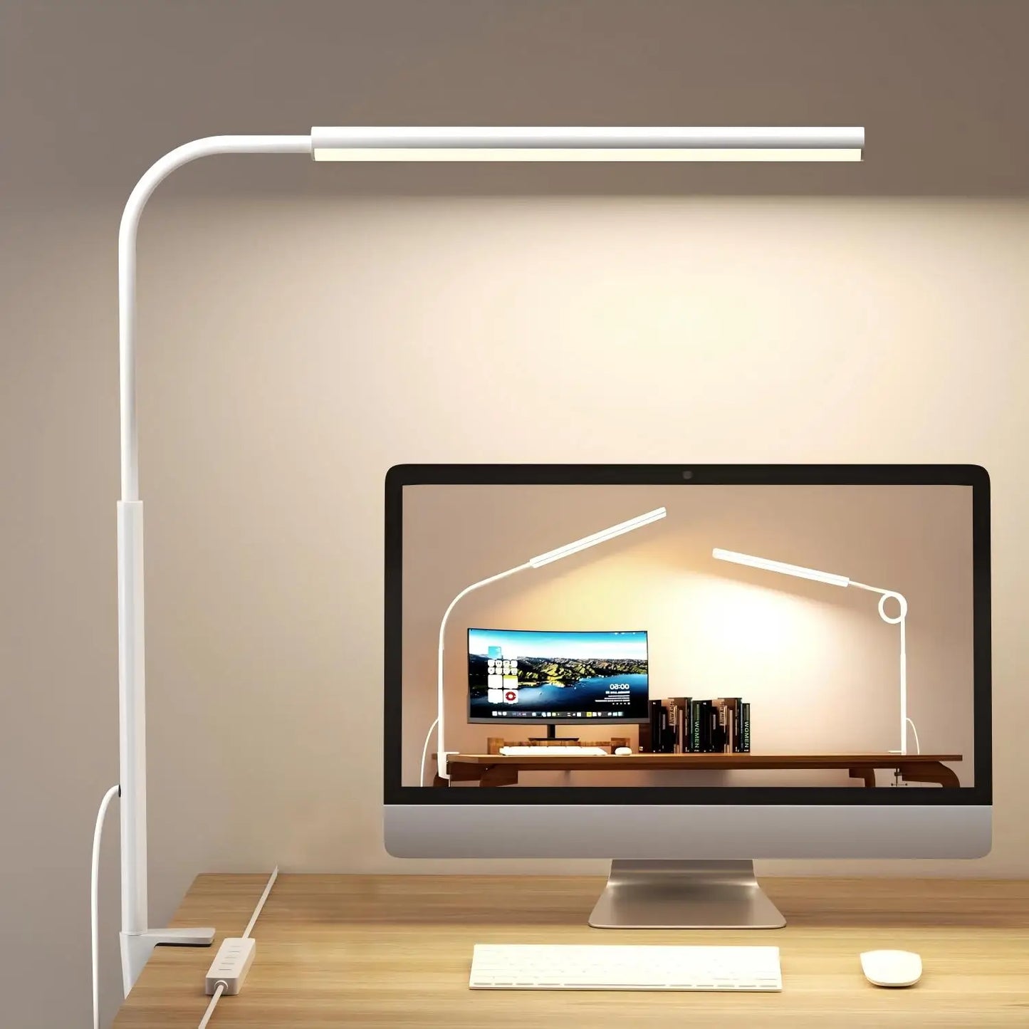 LED Desk Lamp With Clamp Gooseneck 5 Lighting Modes 11 Brightness Levels