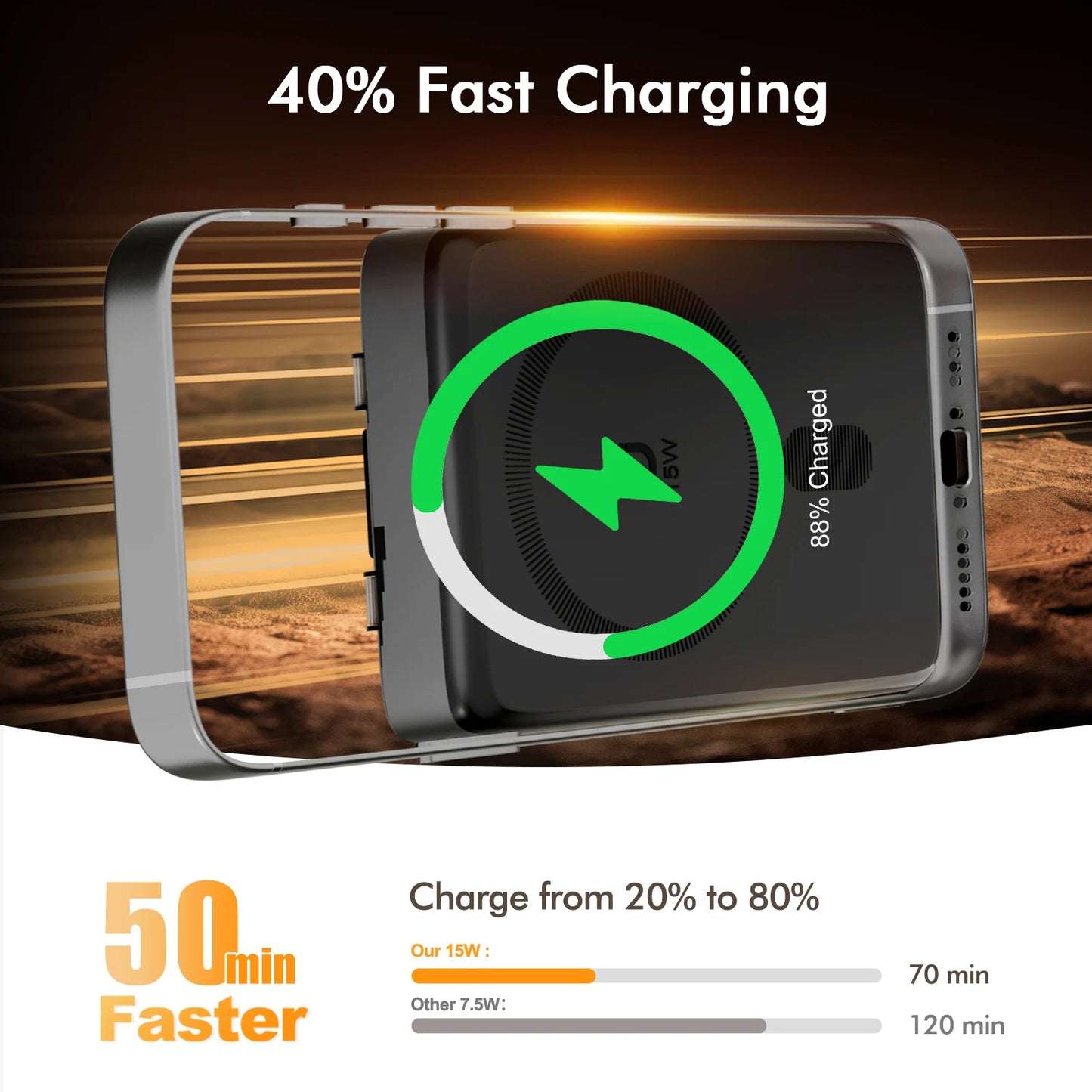 Magnetic Wireless Power Bank 10000mAh USB C Fast Charge
