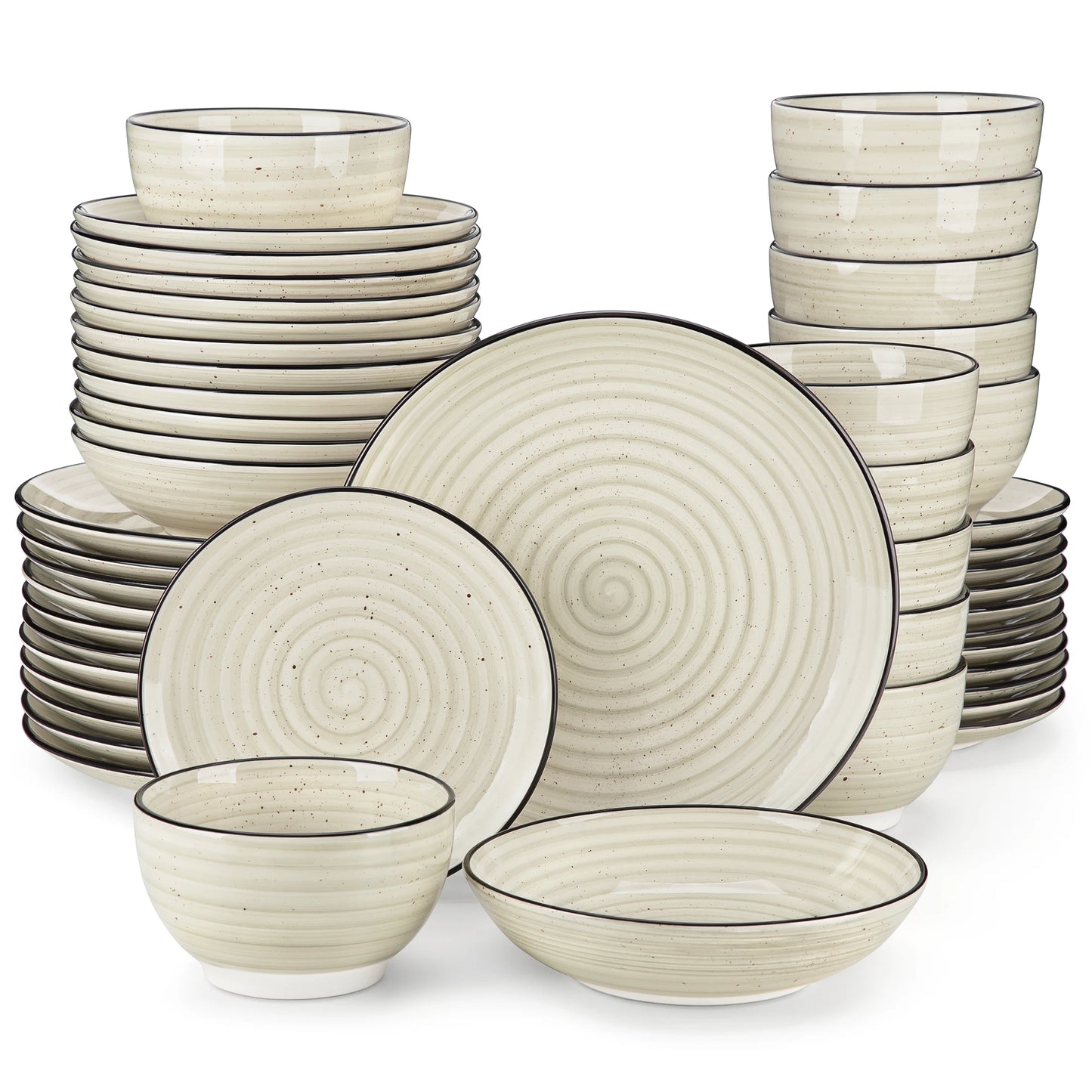 MALACASA Ceramic Dinnerware Set Hand Painted Spiral
