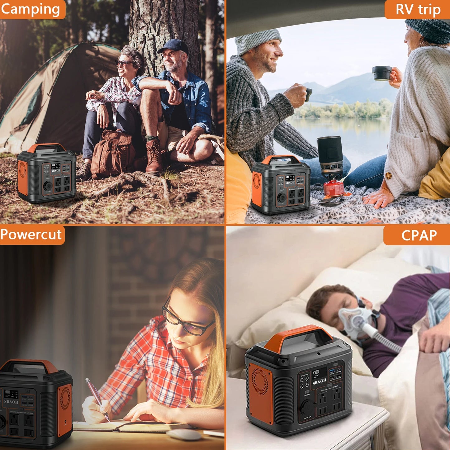 SBAOH Portable Power Station 300W 296Wh Solar Generator Quick Charge