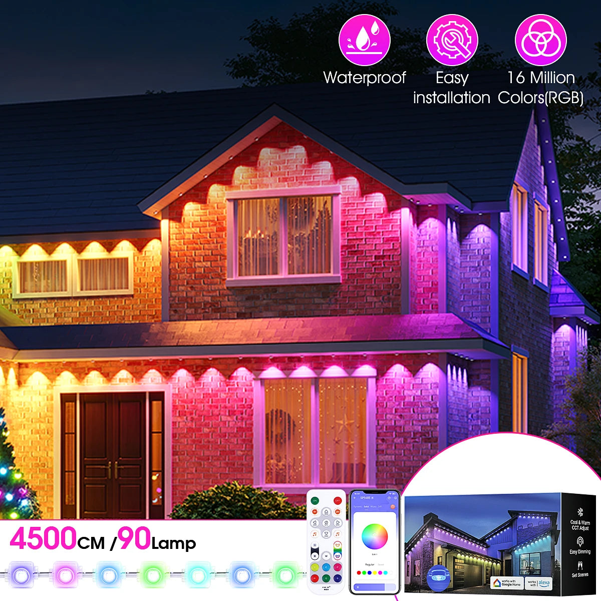 Aiopp RGBIC Outdoor Lights IP67 Waterproof With 60 90 LEDs