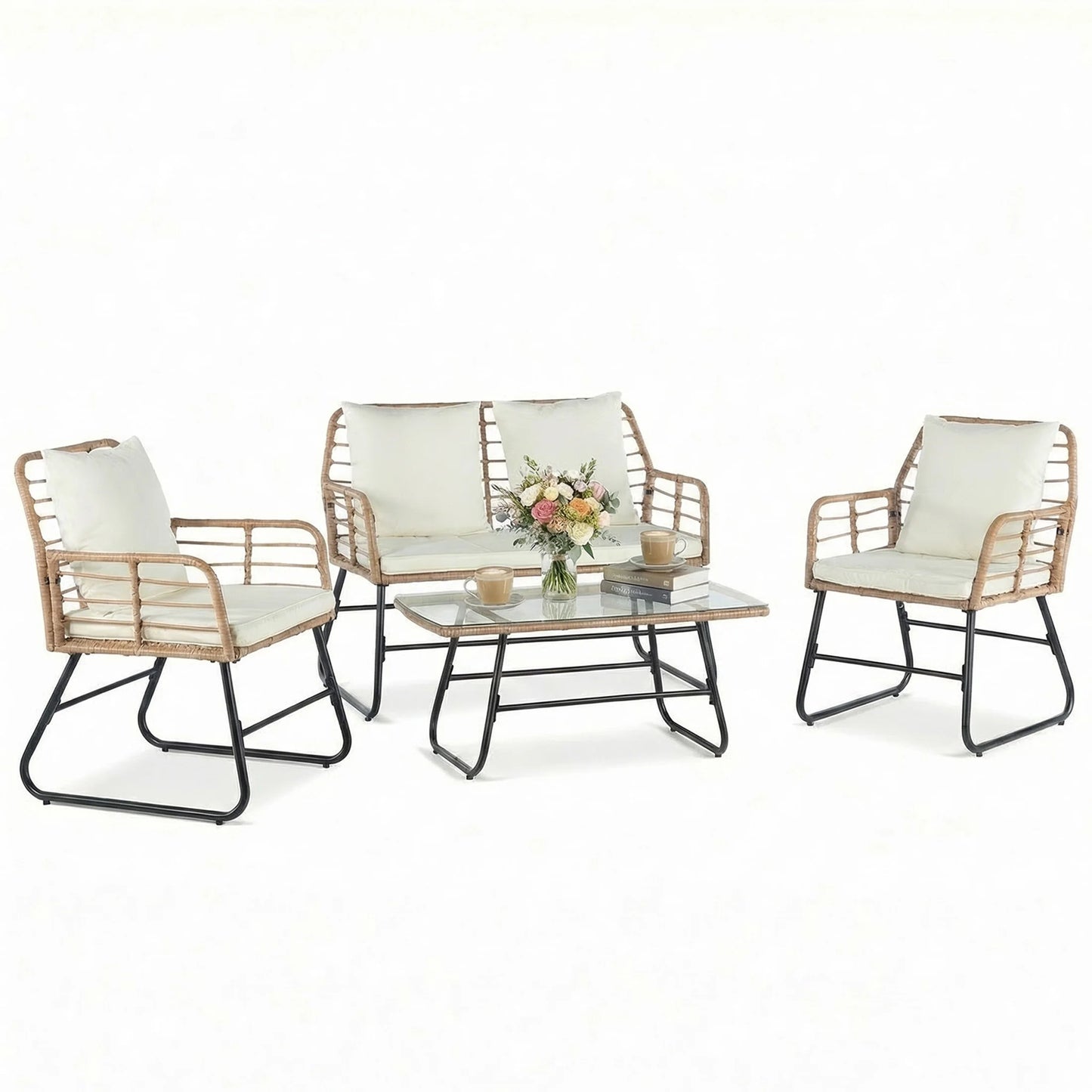Turn your outdoor space into a resort-style retreat with this durable 4-piece wicker patio set, built for comfort, style, and lasting outdoor performance.