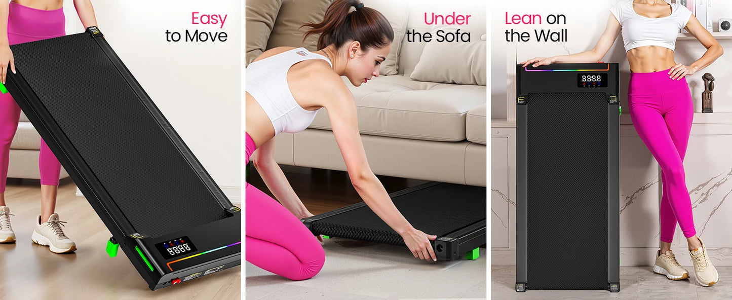 AKLUER 2 In 1 Walking Pad Under Desk Treadmill 2 5 Horsepower Foldable