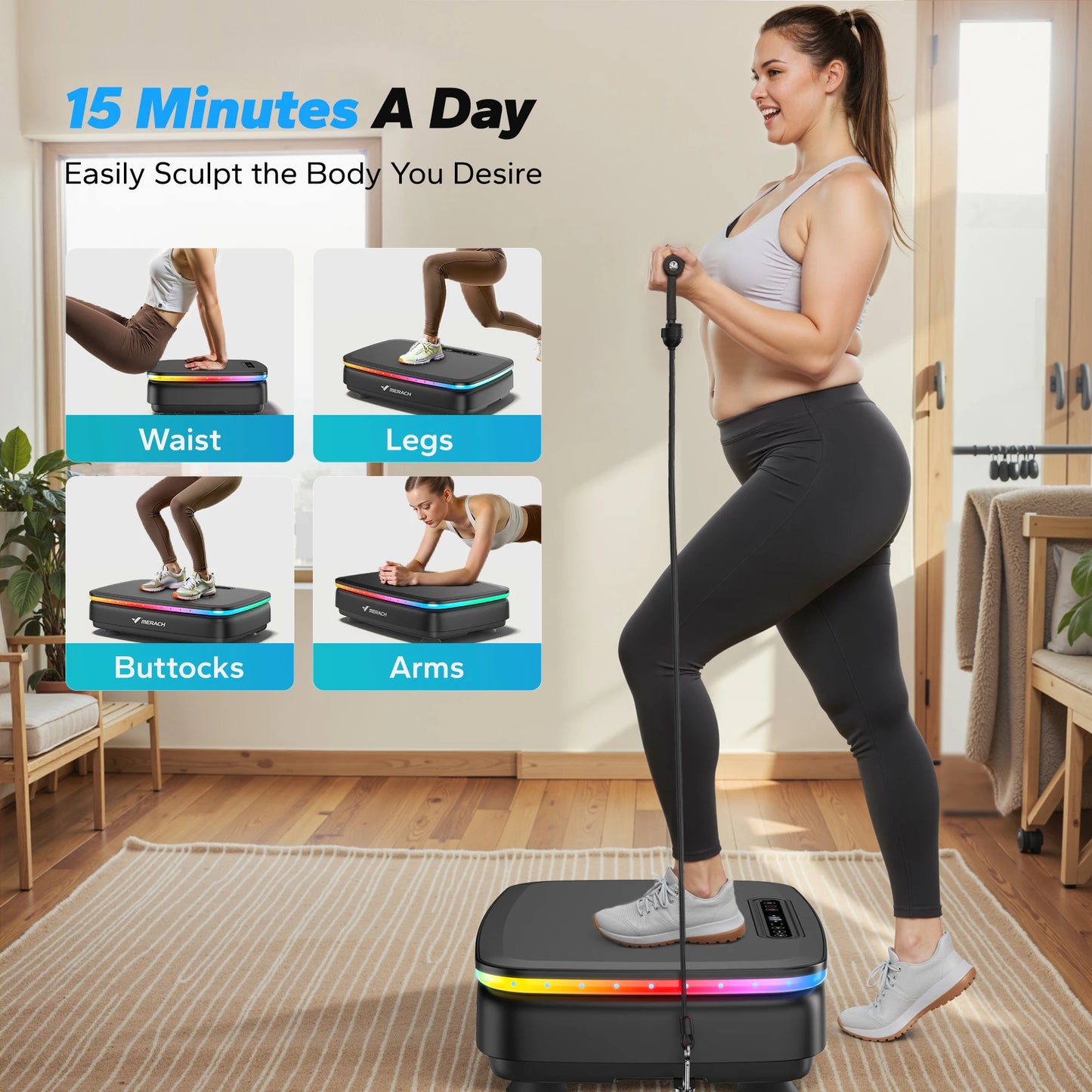 MERACH Vibration Plate Exercise Machine Remote Whole Body Workout