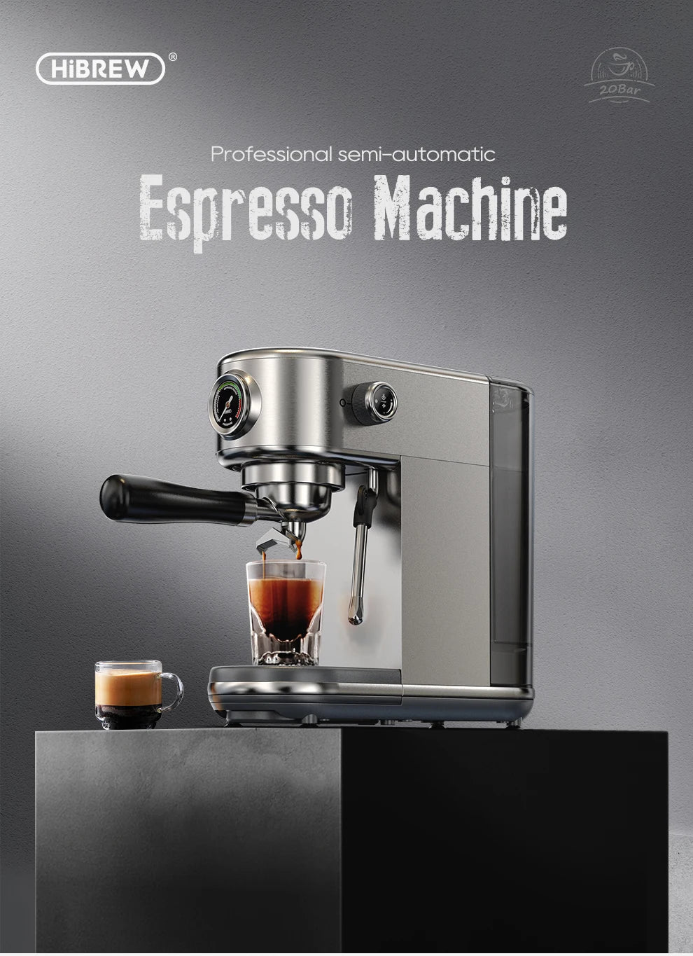 HiBREW H10B 20Bar Semi Automatic Espresso Machine Temperature Adjustable