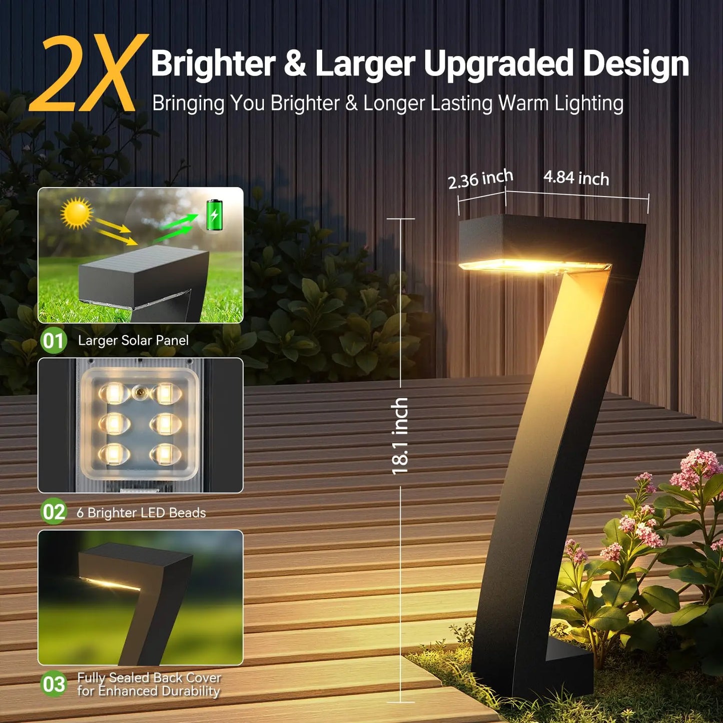 LED Solar Pathway Lights IP65 Waterproof Outdoor Garden Driveway
