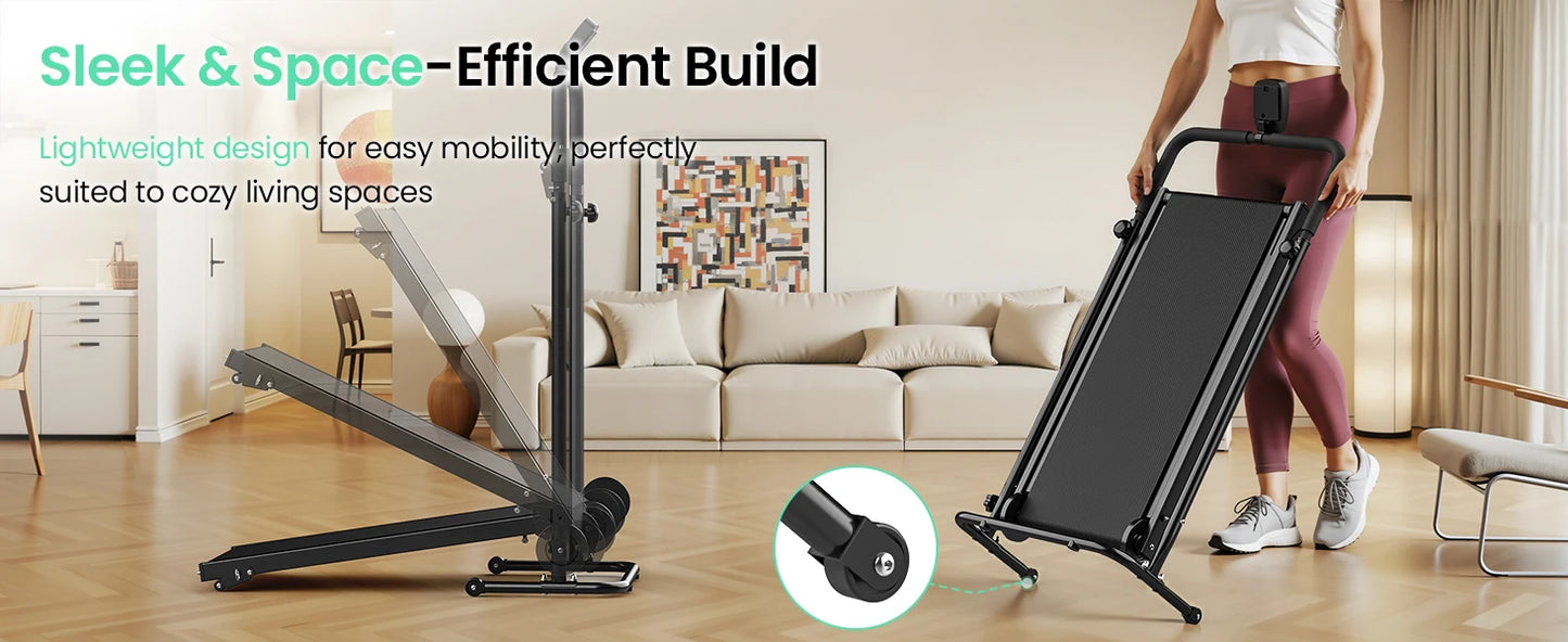 AKLUER Motorless Treadmill With Dual Flywheels And LCD Monitor