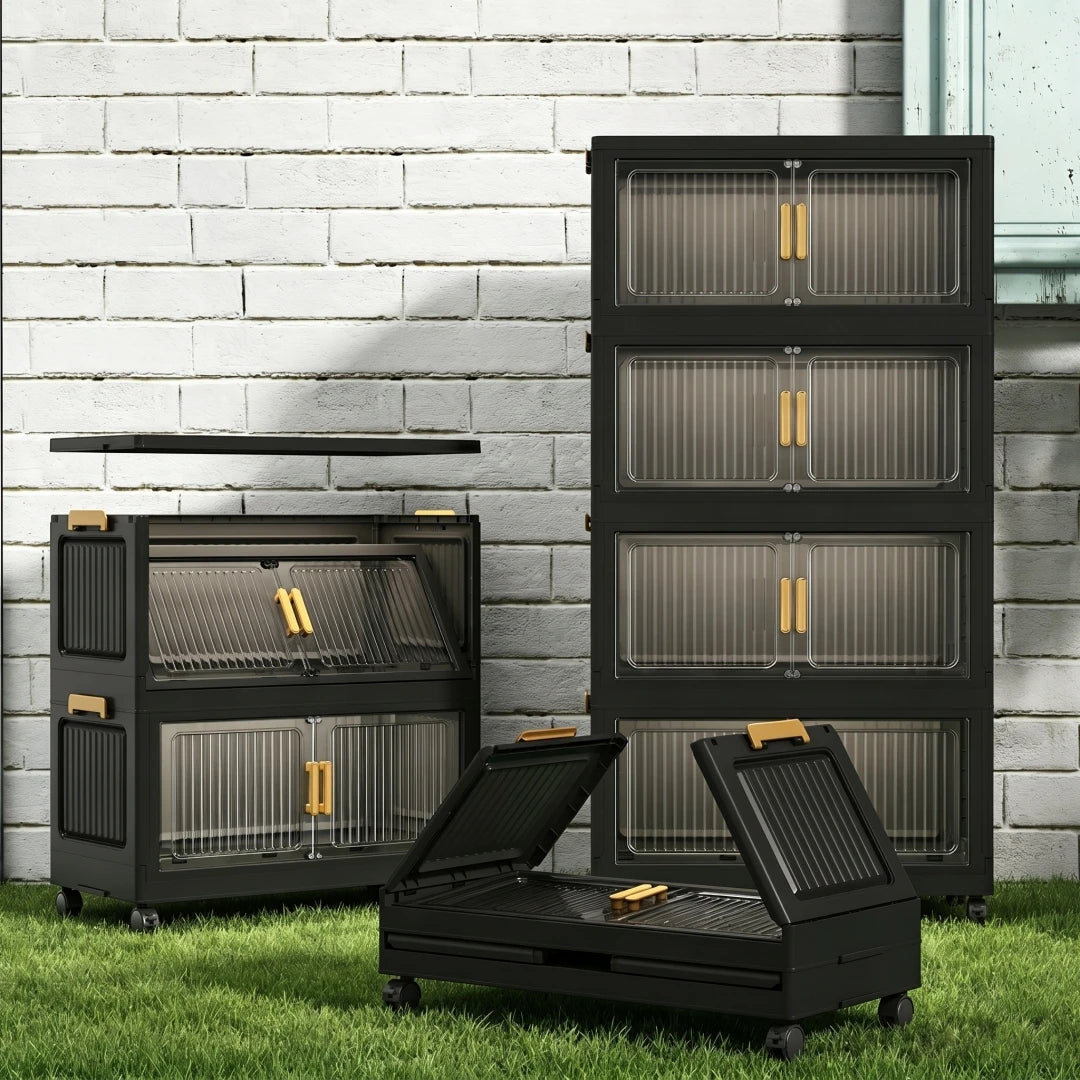 Foldable Outdoor Storage Cabinet Lockable Waterproof Garden Tool Organizer