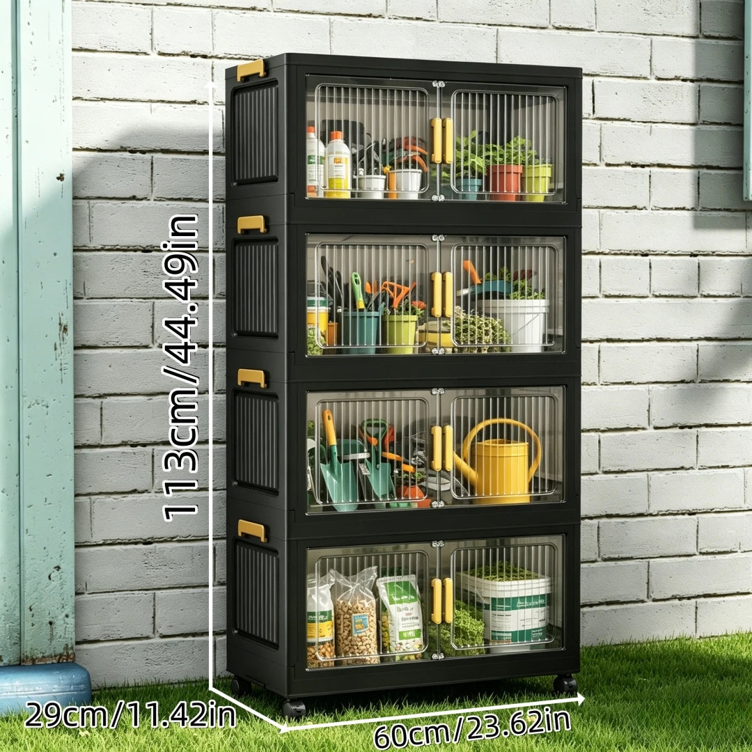 Foldable Outdoor Storage Cabinet Lockable Waterproof Garden Tool Organizer