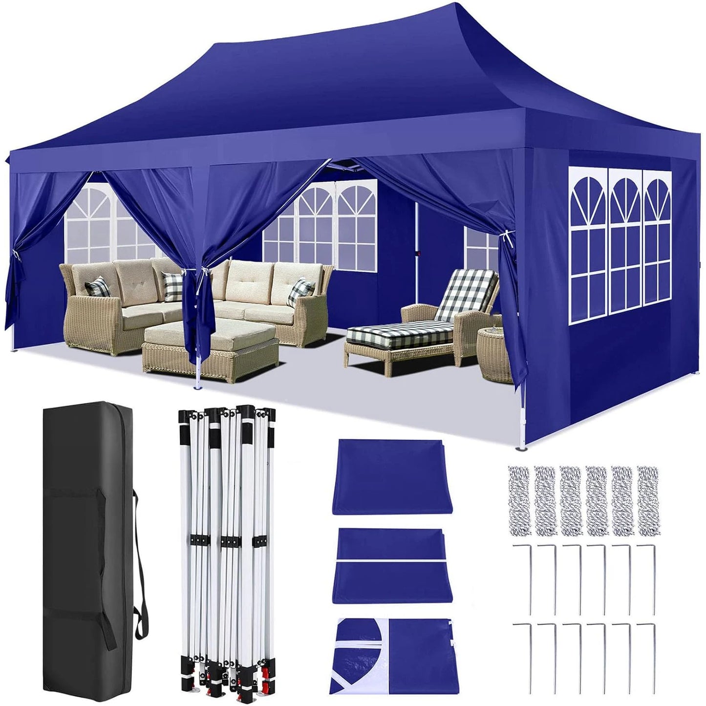 COBIZI Pop Up Gazebo Tent With Six Sidewalls For Outdoors
