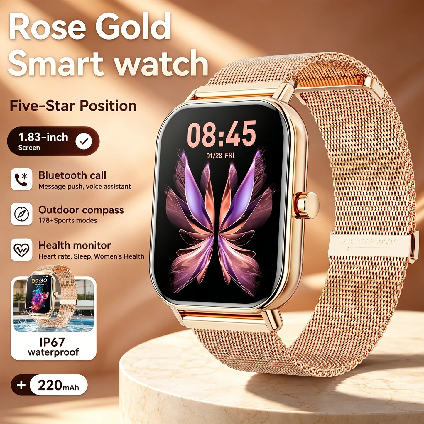 Smart Watch Bluetooth Call IPS Screen Fitness Tracker