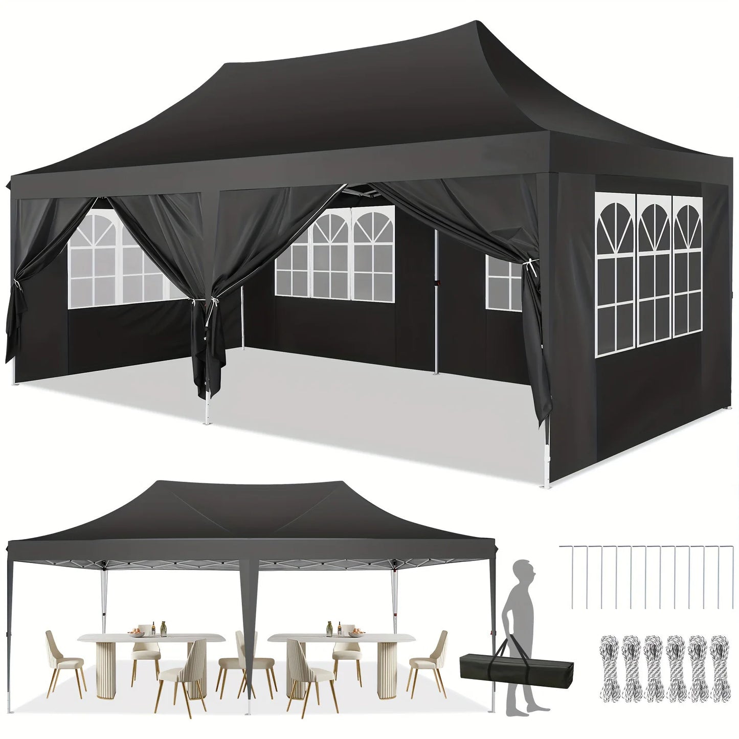 COBIZI Pop Up Gazebo Tent With Six Sidewalls For Outdoors