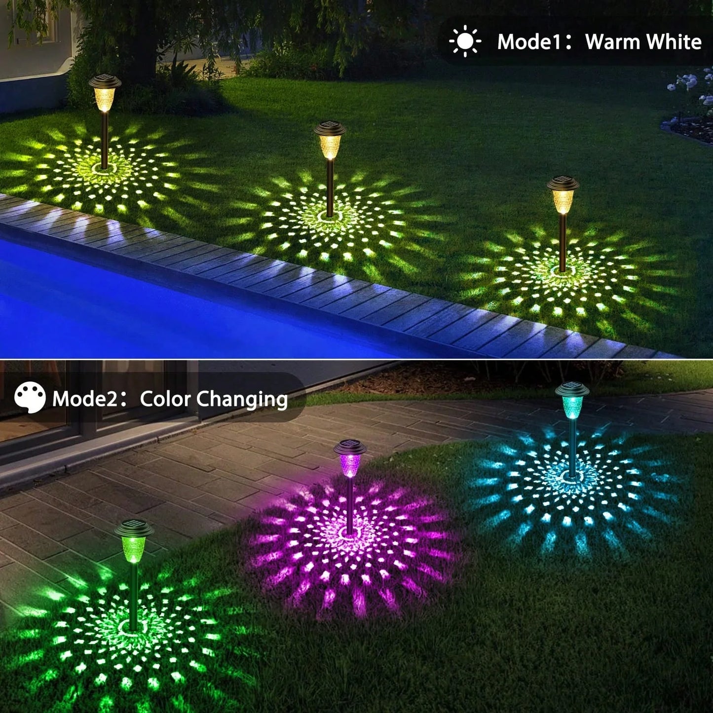 Solar Pathway Lights With RGB LED Outdoor Waterproof