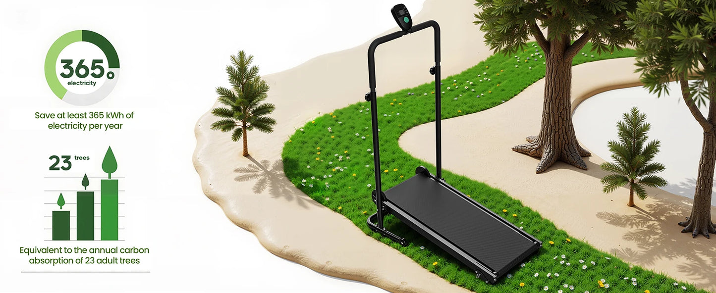 AKLUER Motorless Treadmill With Dual Flywheels And LCD Monitor