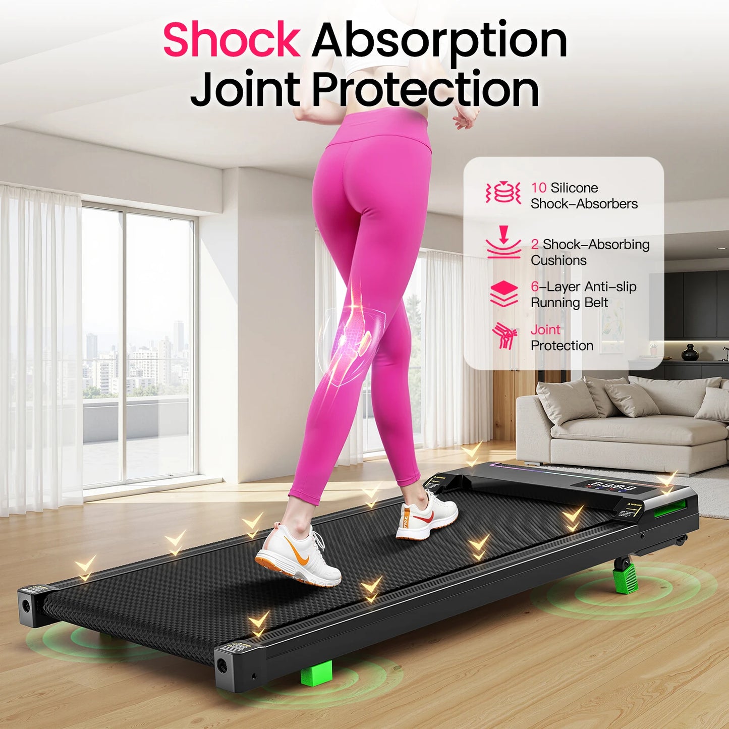 AKLUER 2 In 1 Walking Pad Under Desk Treadmill 2 5 Horsepower Foldable