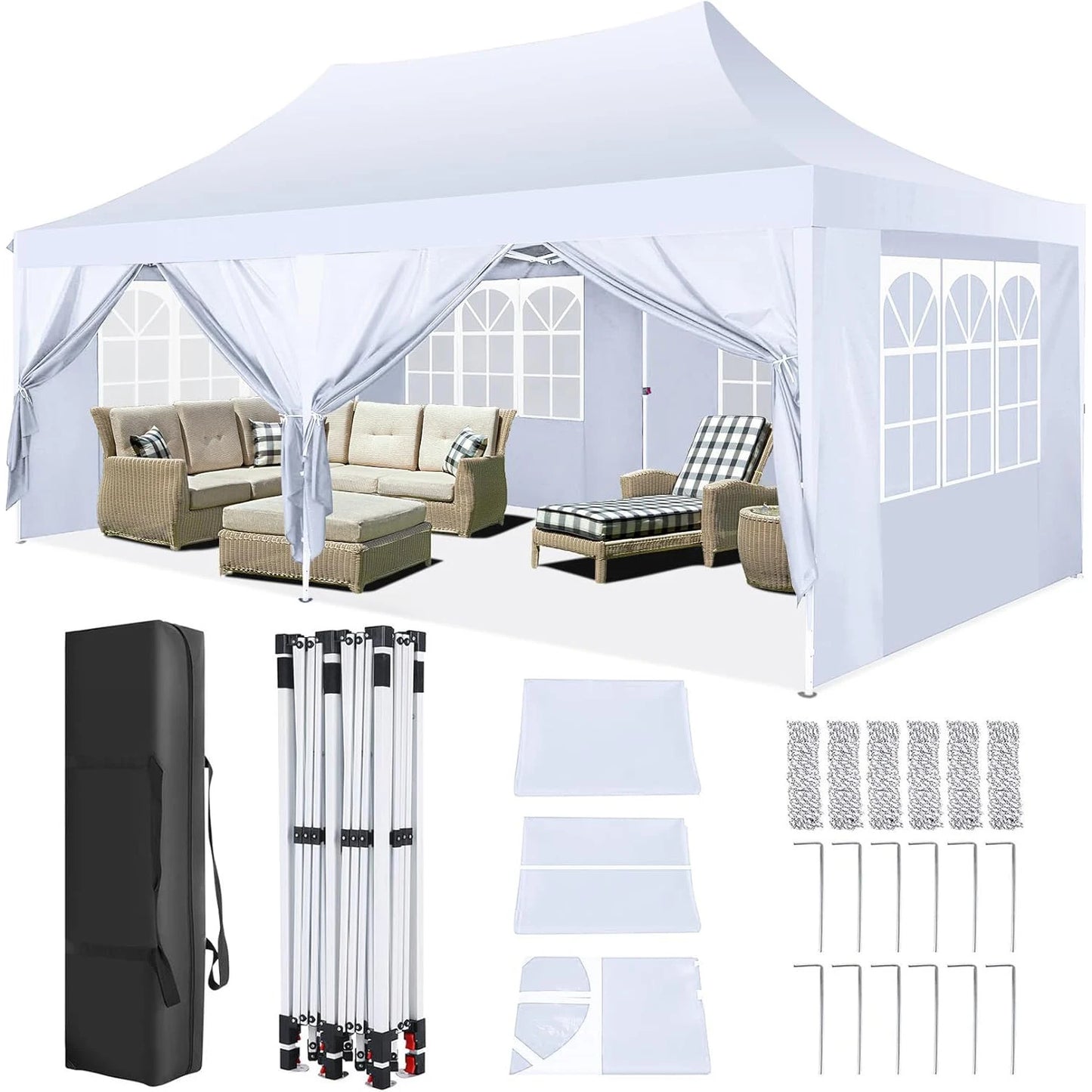 COBIZI Pop Up Gazebo Tent With Six Sidewalls For Outdoors
