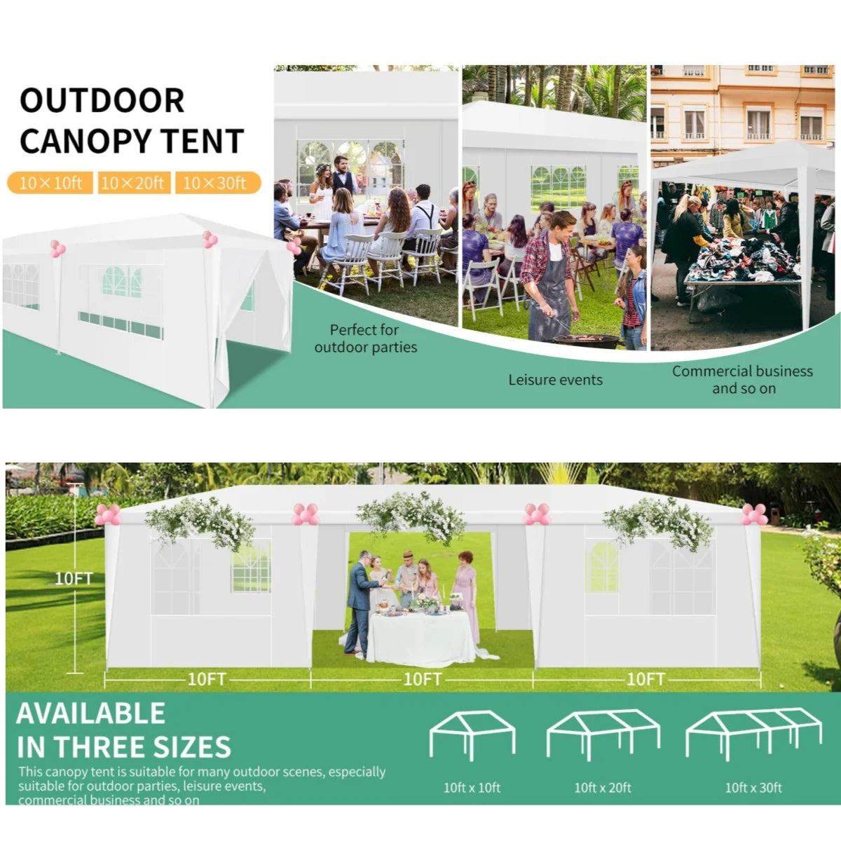 Tooluck Party Tent Outdoor Canopy Sidewalls Waterproof Upgrade Frame