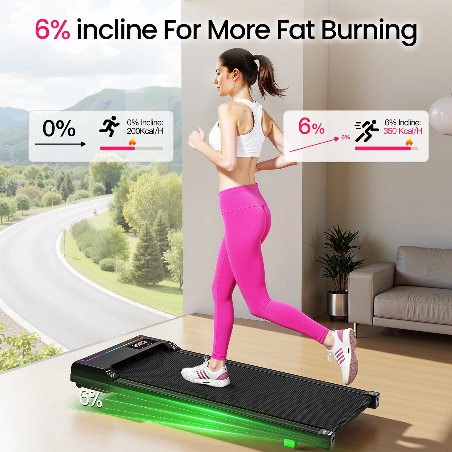 AKLUER 2 In 1 Walking Pad Under Desk Treadmill 2 5 Horsepower Foldable