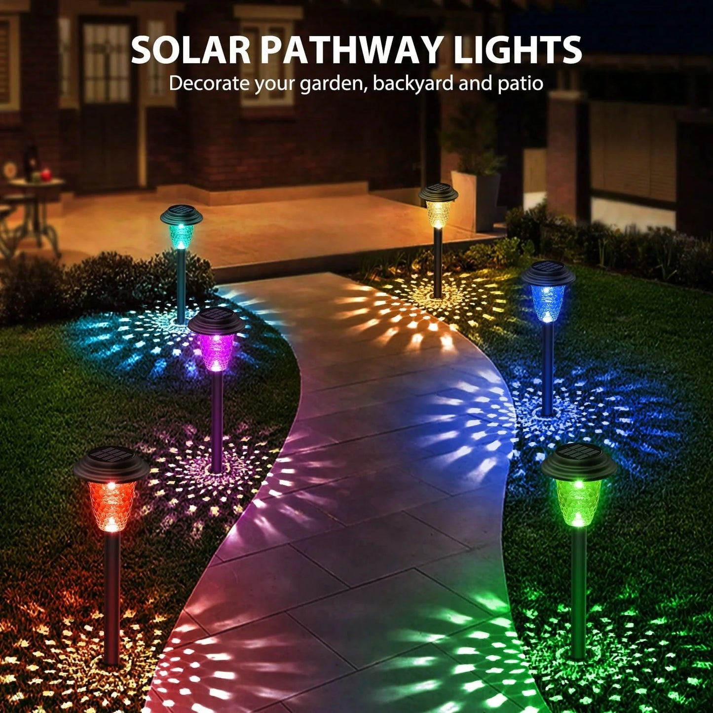 Solar Pathway Lights With RGB LED Outdoor Waterproof