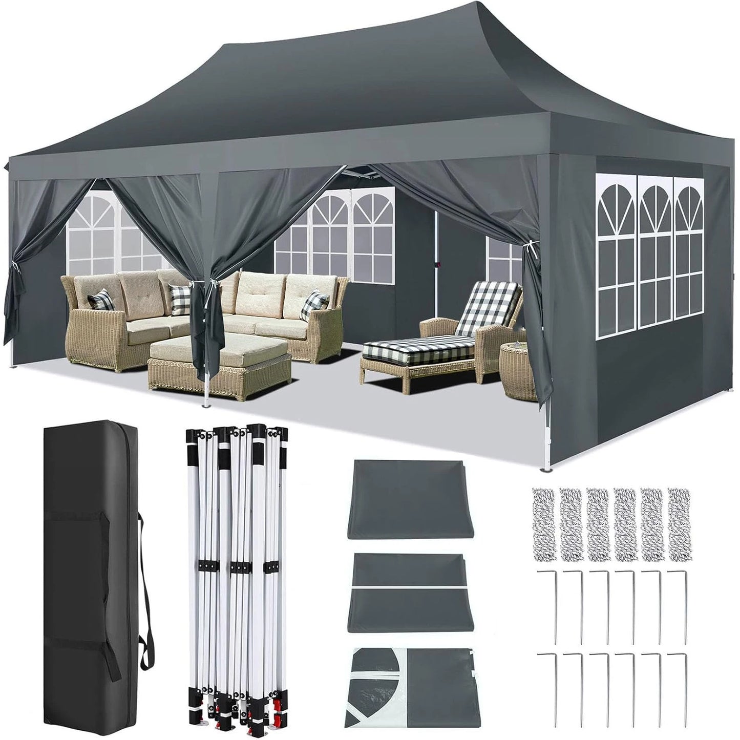 COBIZI Pop Up Gazebo Tent With Six Sidewalls For Outdoors