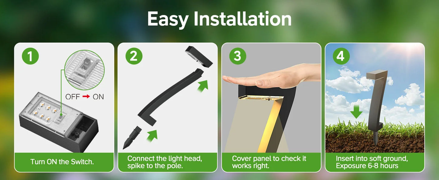 LED Solar Pathway Lights IP65 Waterproof Outdoor Garden Driveway