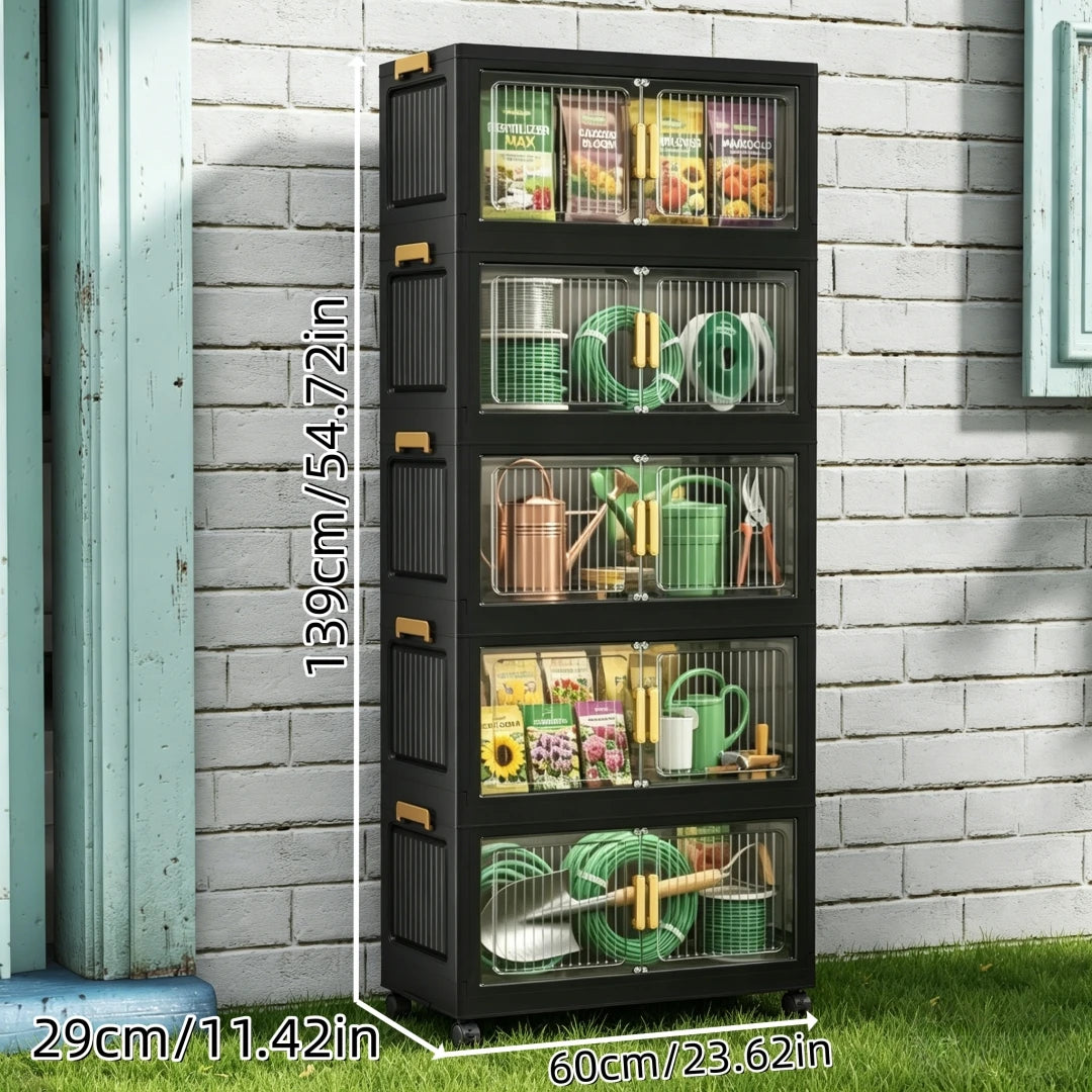 Foldable Outdoor Storage Cabinet Lockable Waterproof Garden Tool Organizer