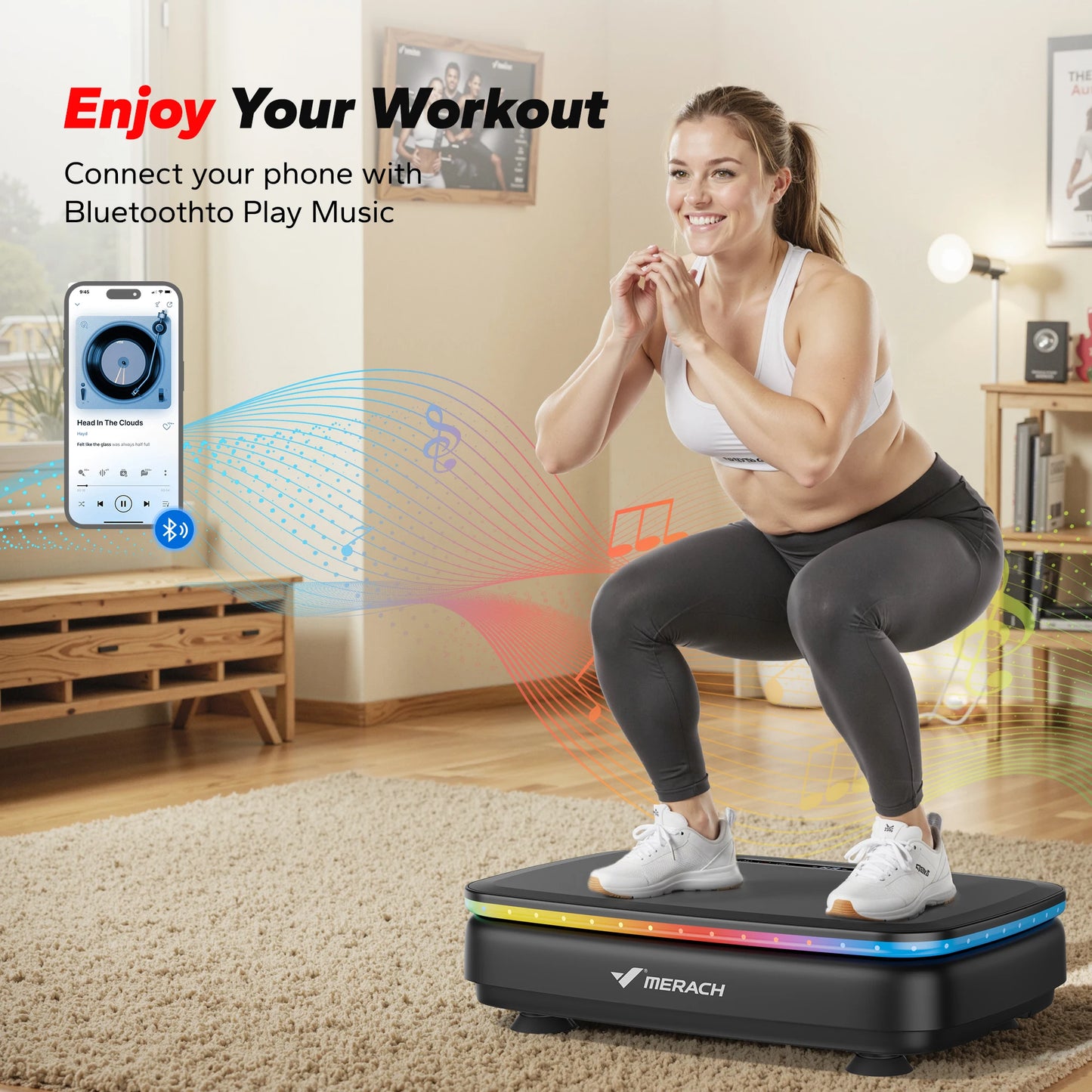 MERACH Vibration Plate Exercise Machine Remote Whole Body Workout
