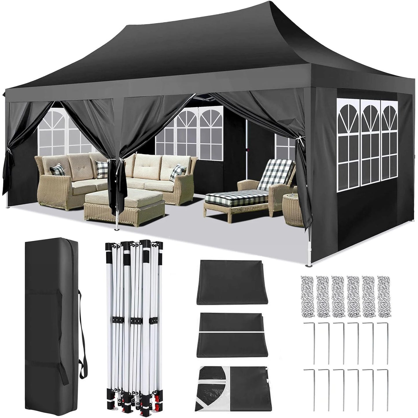 COBIZI Pop Up Gazebo Tent With Six Sidewalls For Outdoors