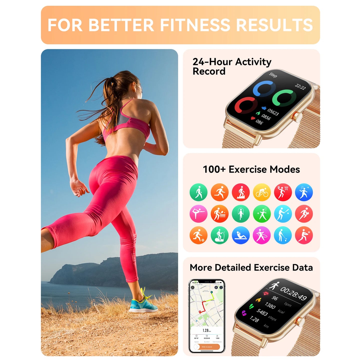 Smart Watch Bluetooth Call IPS Screen Fitness Tracker