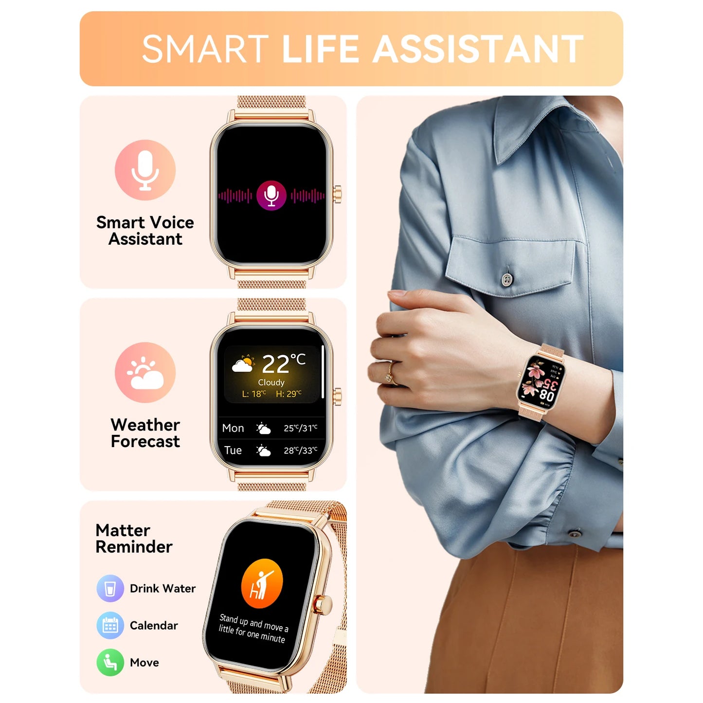Smart Watch Bluetooth Call IPS Screen Fitness Tracker