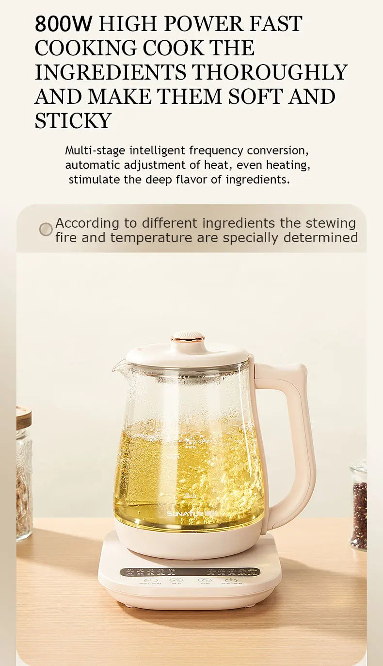 Sunatur Electric Glass Kettle 24 Hour Heat Preservation Auto Off