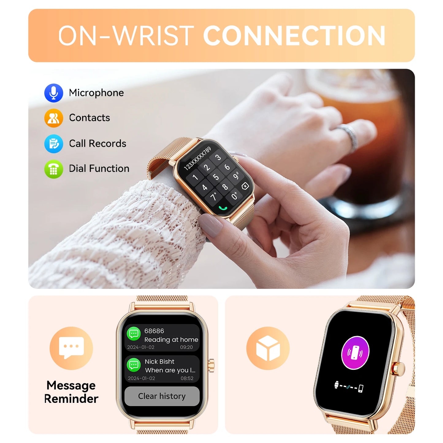 Smart Watch Bluetooth Call IPS Screen Fitness Tracker