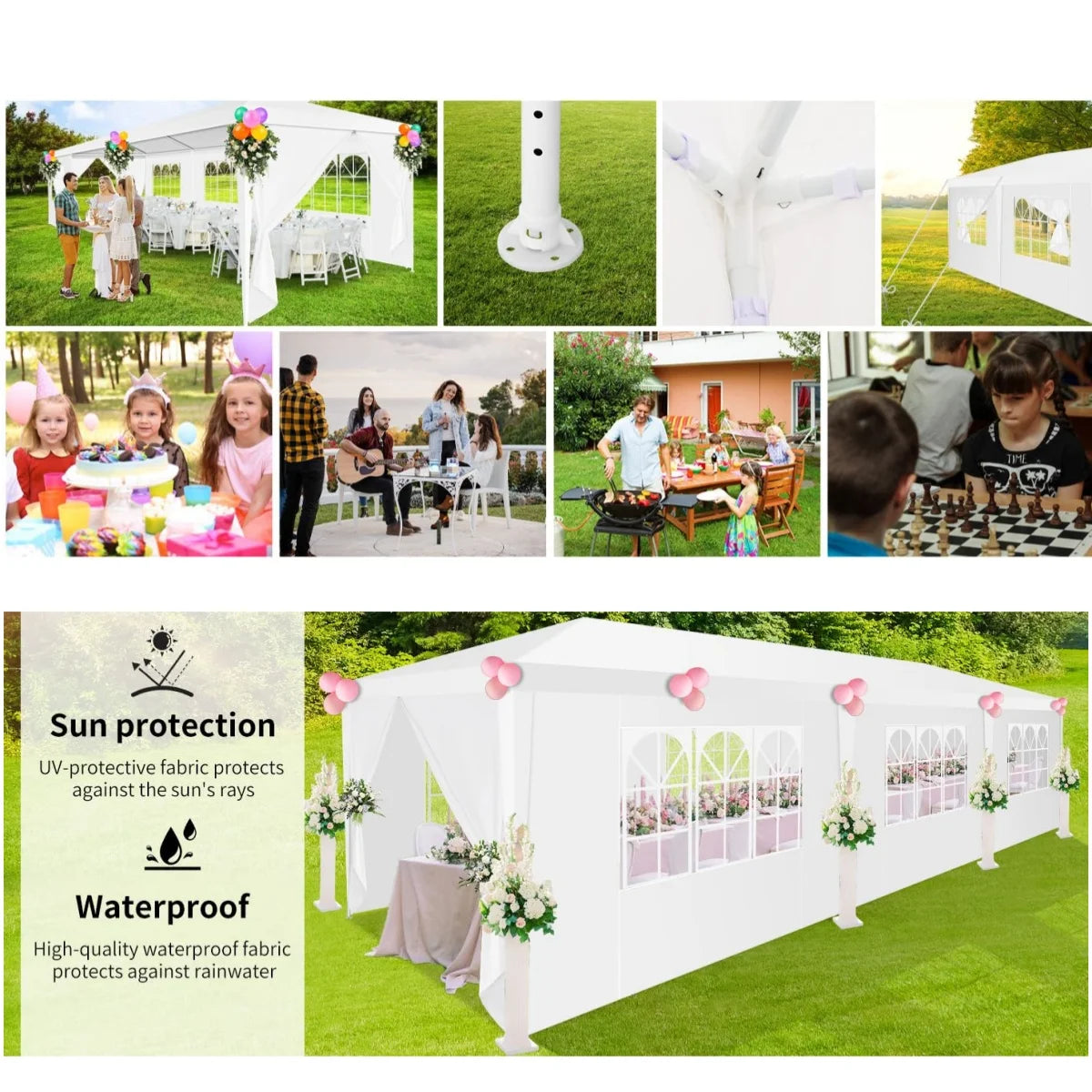 Tooluck Party Tent Outdoor Canopy Sidewalls Waterproof Upgrade Frame