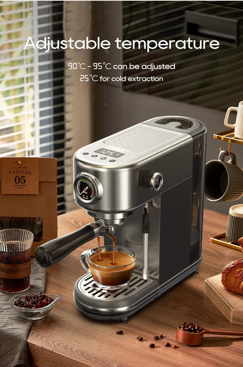 HiBREW H10B 20Bar Semi Automatic Espresso Machine Temperature Adjustable