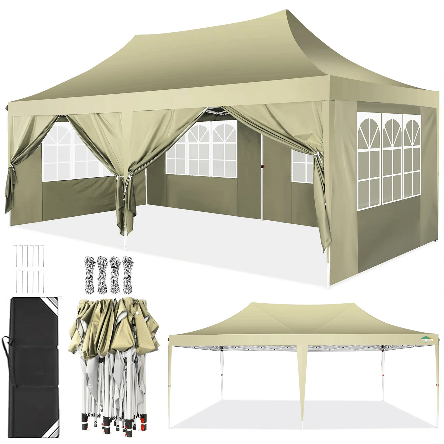 COBIZI Pop Up Gazebo Tent With Six Sidewalls For Outdoors