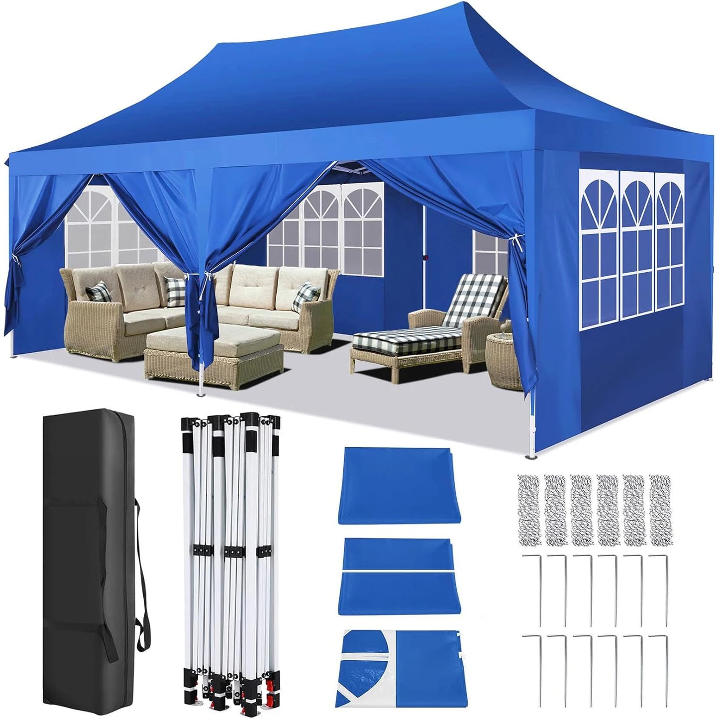 COBIZI Pop Up Gazebo Tent With Six Sidewalls For Outdoors